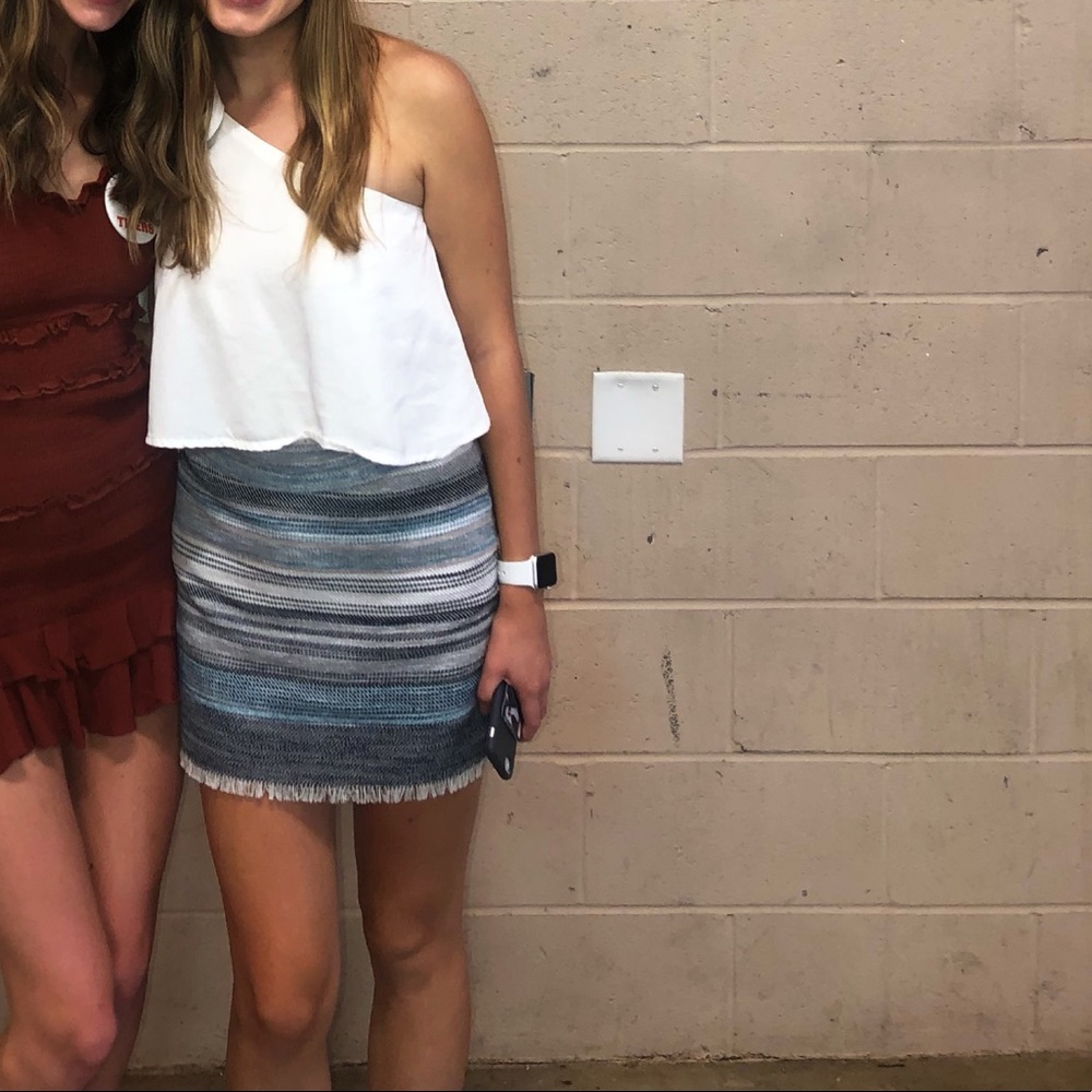 Loft Blue Tweed Skirt